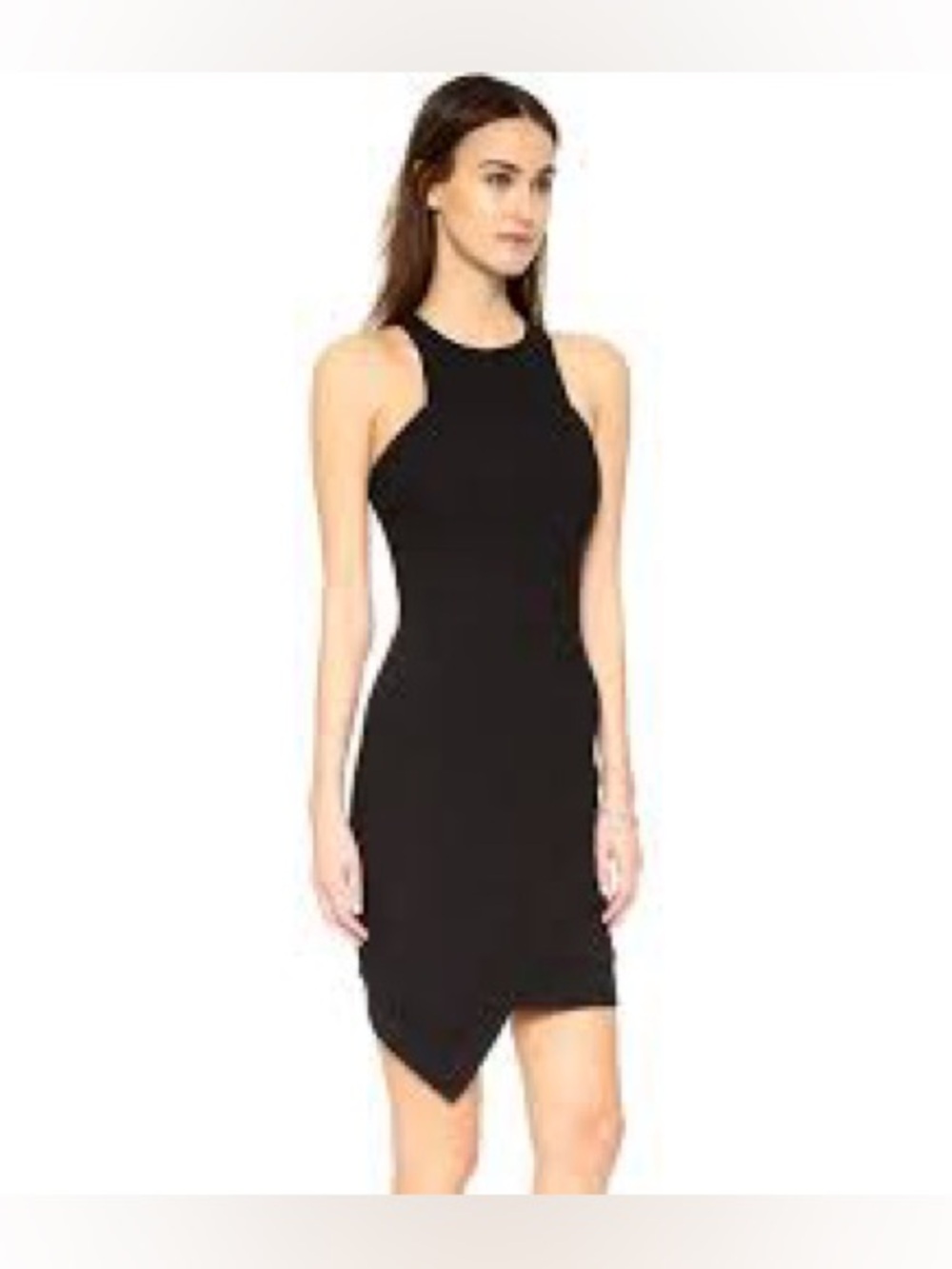 Helmut Lang Black Asymmetric Wrap Hem Sleeveless Zip Racer Back Dress